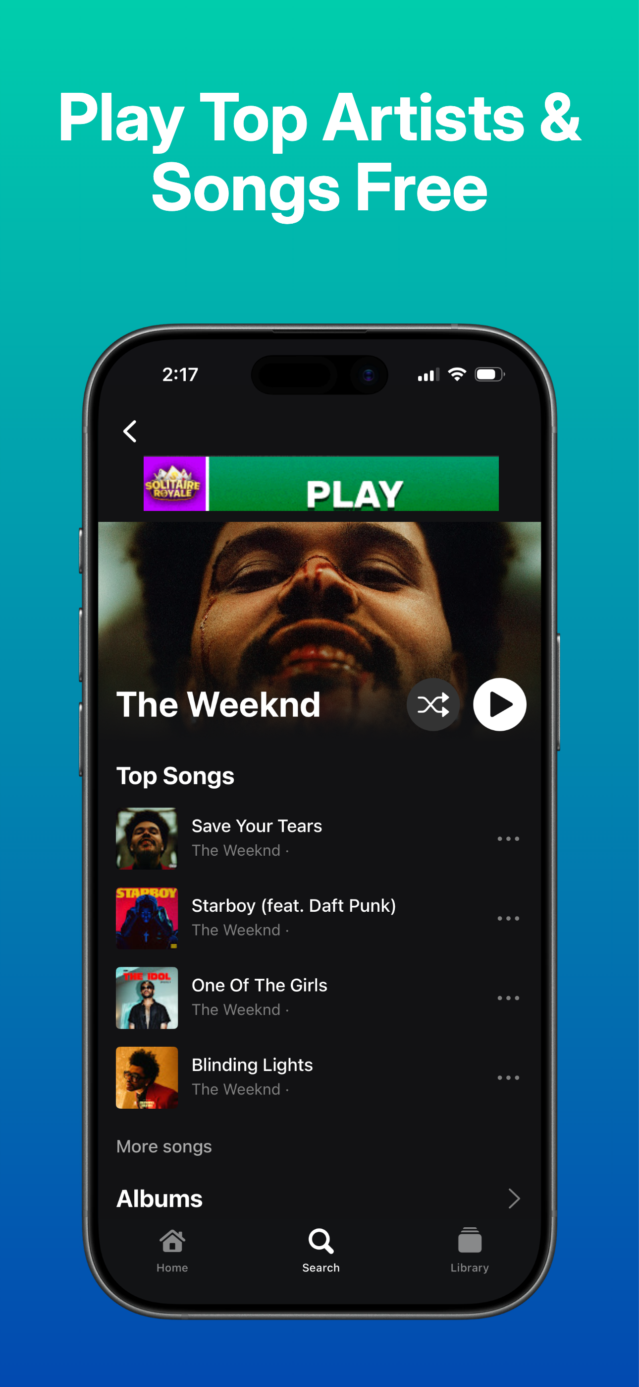 Trending Music app — Play top artists & songs