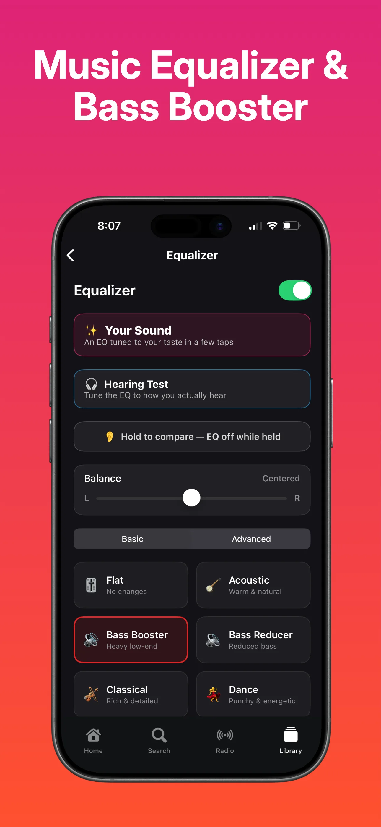 Equalizer and bass booster