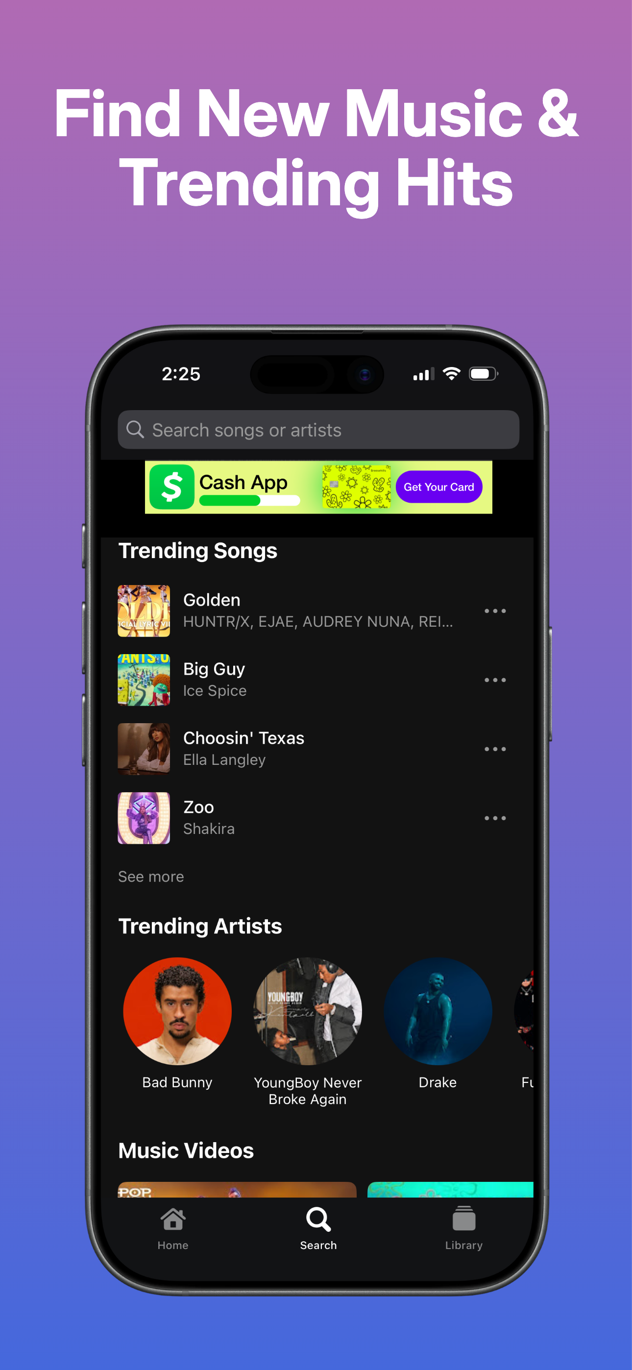 Trending Music app — Discover