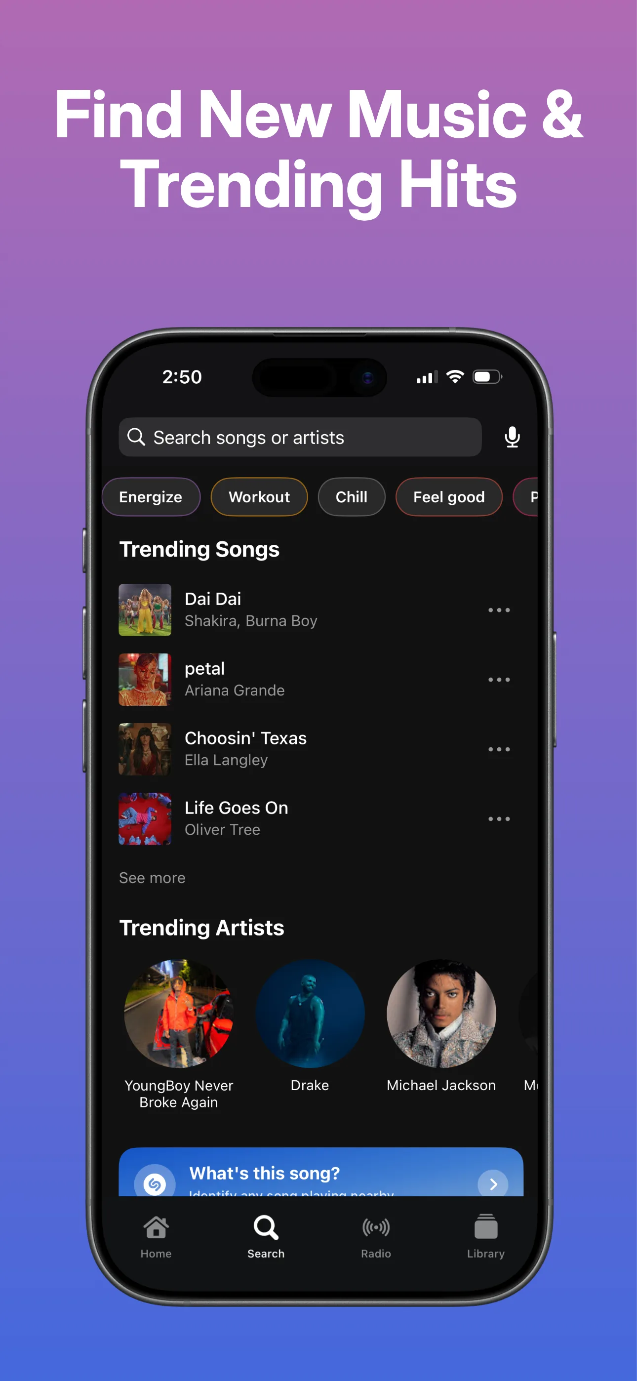 Discover trending songs and artists